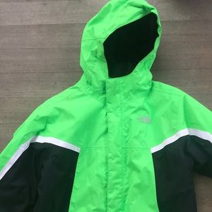 Lime green north face winter jacket